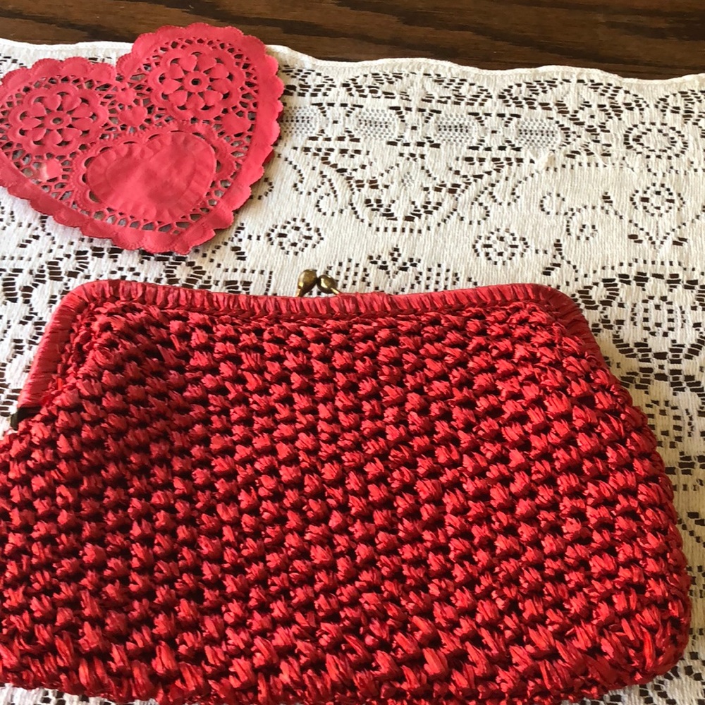 Vintage Walborg Red Woven Clutch